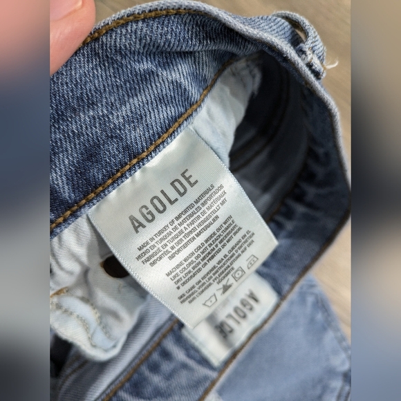 AGOLDE Nico High Rise Slim Fit Jeans Denim Button Fly Distressed Raw Hem 26 - Picture 7 of 10
